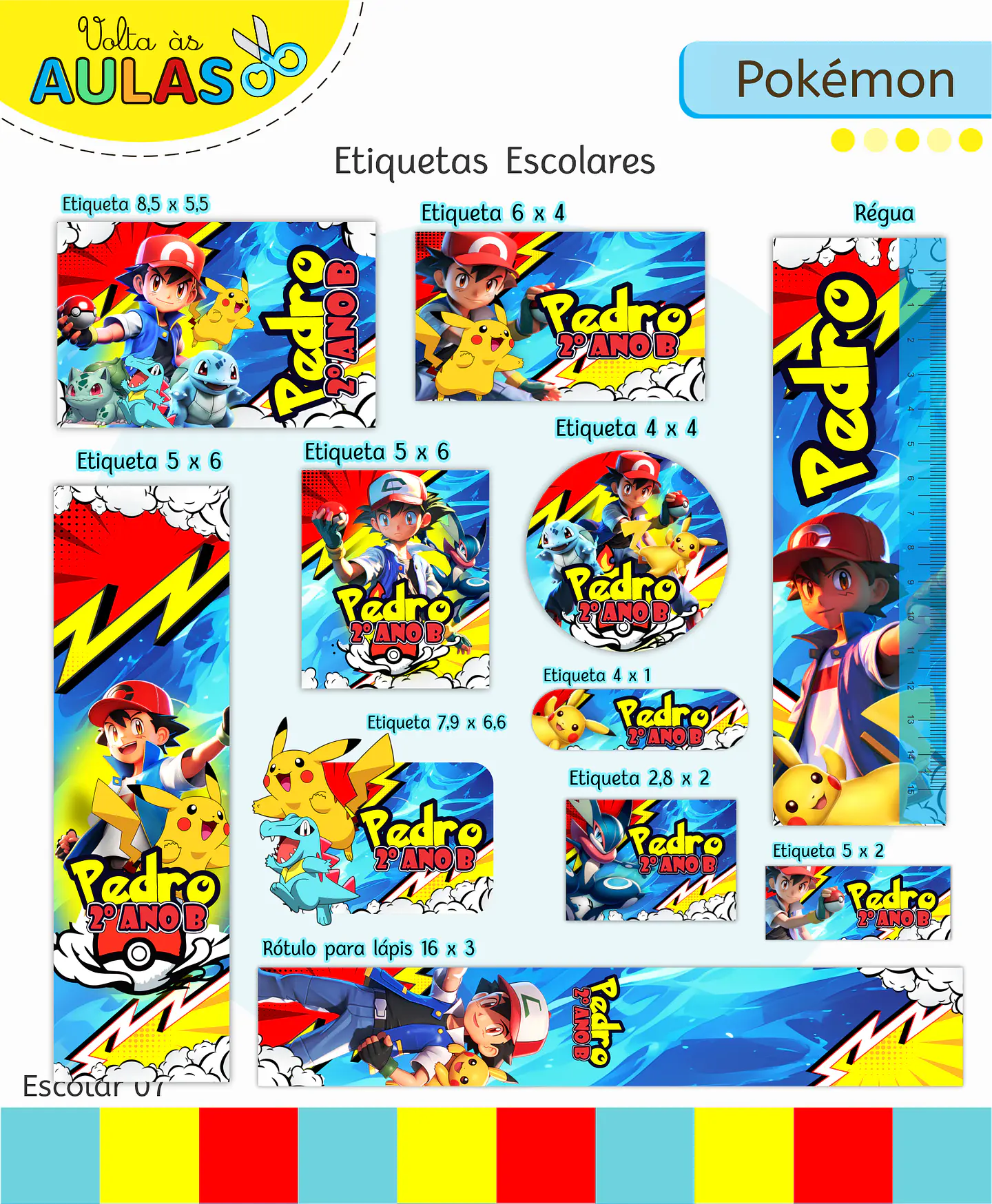 Arquivo Etiqueta Escolar Pokémon 1
