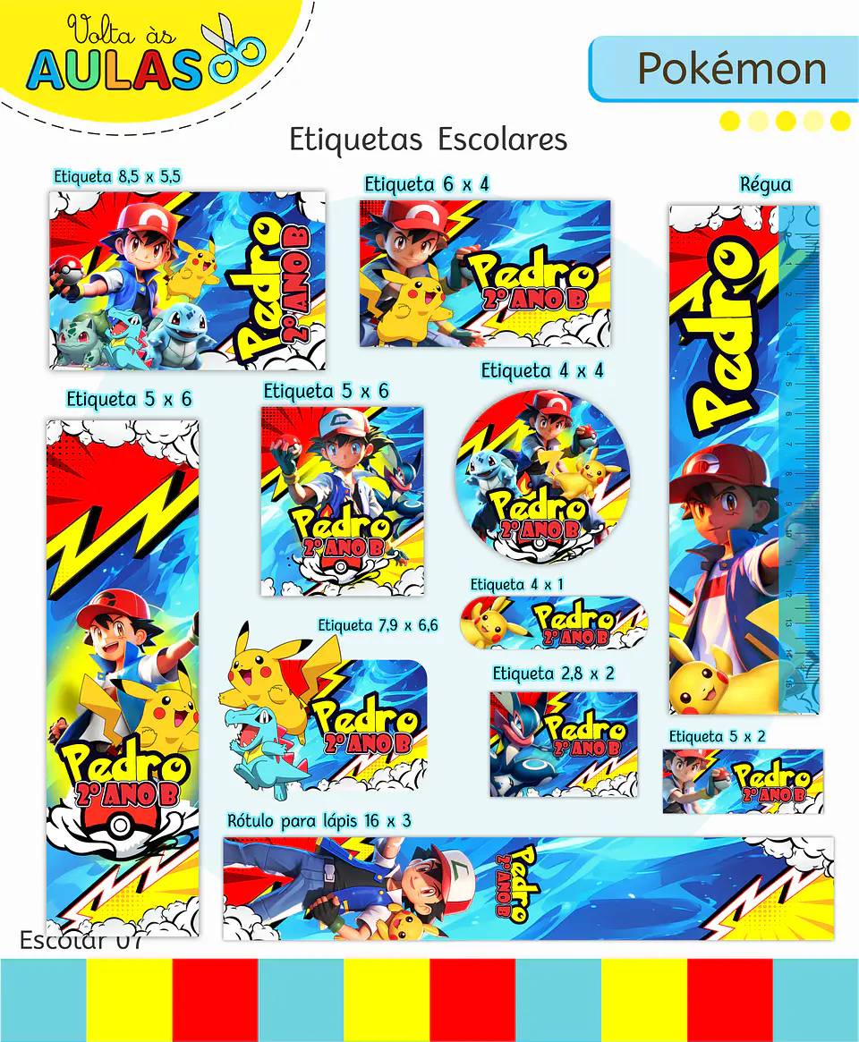 Arquivo Etiqueta Escolar Pokémon 1