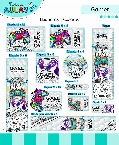 Arquivo Etiqueta Escolar Gamer