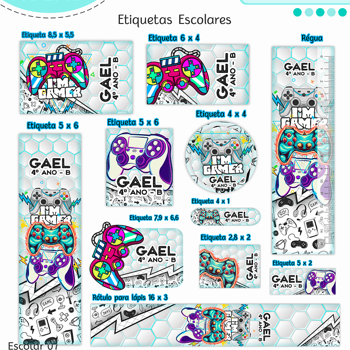 Arquivo Etiqueta Escolar Gamer 1