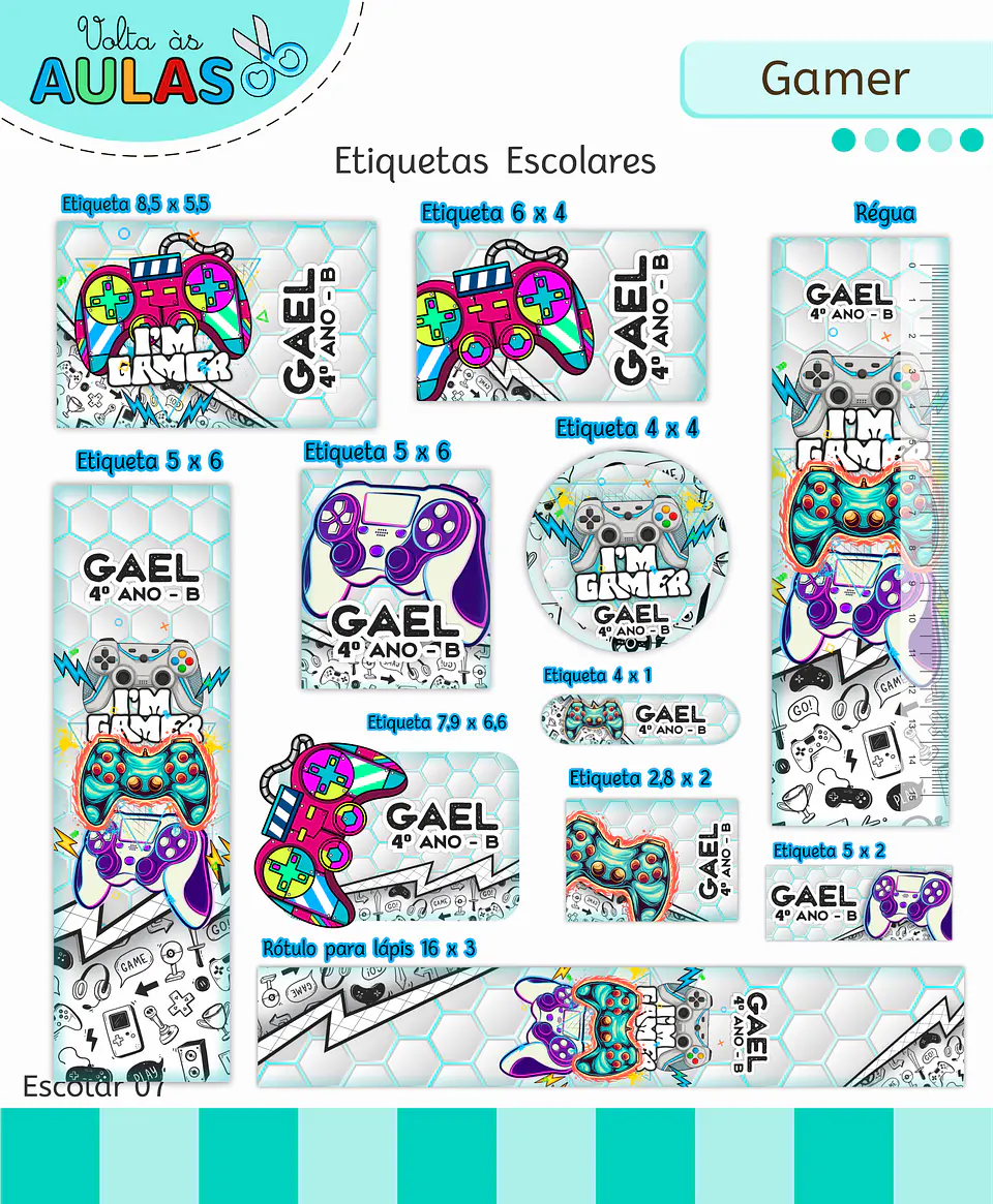 Arquivo Etiqueta Escolar Gamer 1