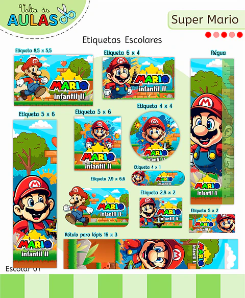 Arquivo Etiqueta Escolar Super Mario