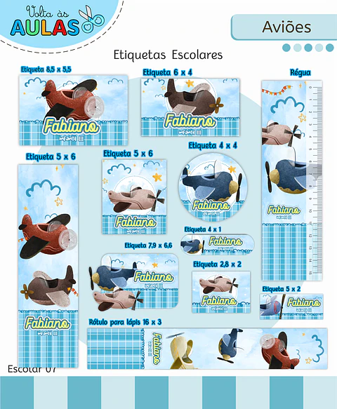 Arquivo Etiqueta Escolar Aviões