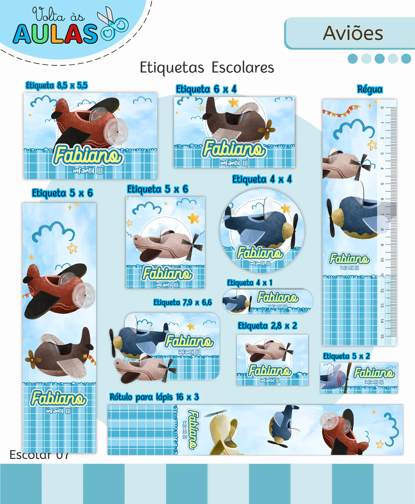 Arquivo Etiqueta Escolar Aviões 1