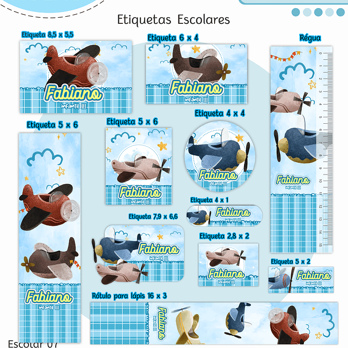 Arquivo Etiqueta Escolar Aviões 1