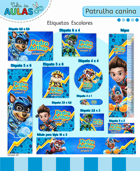 Arquivo Etiqueta Escolar Patrulha Canina Menino