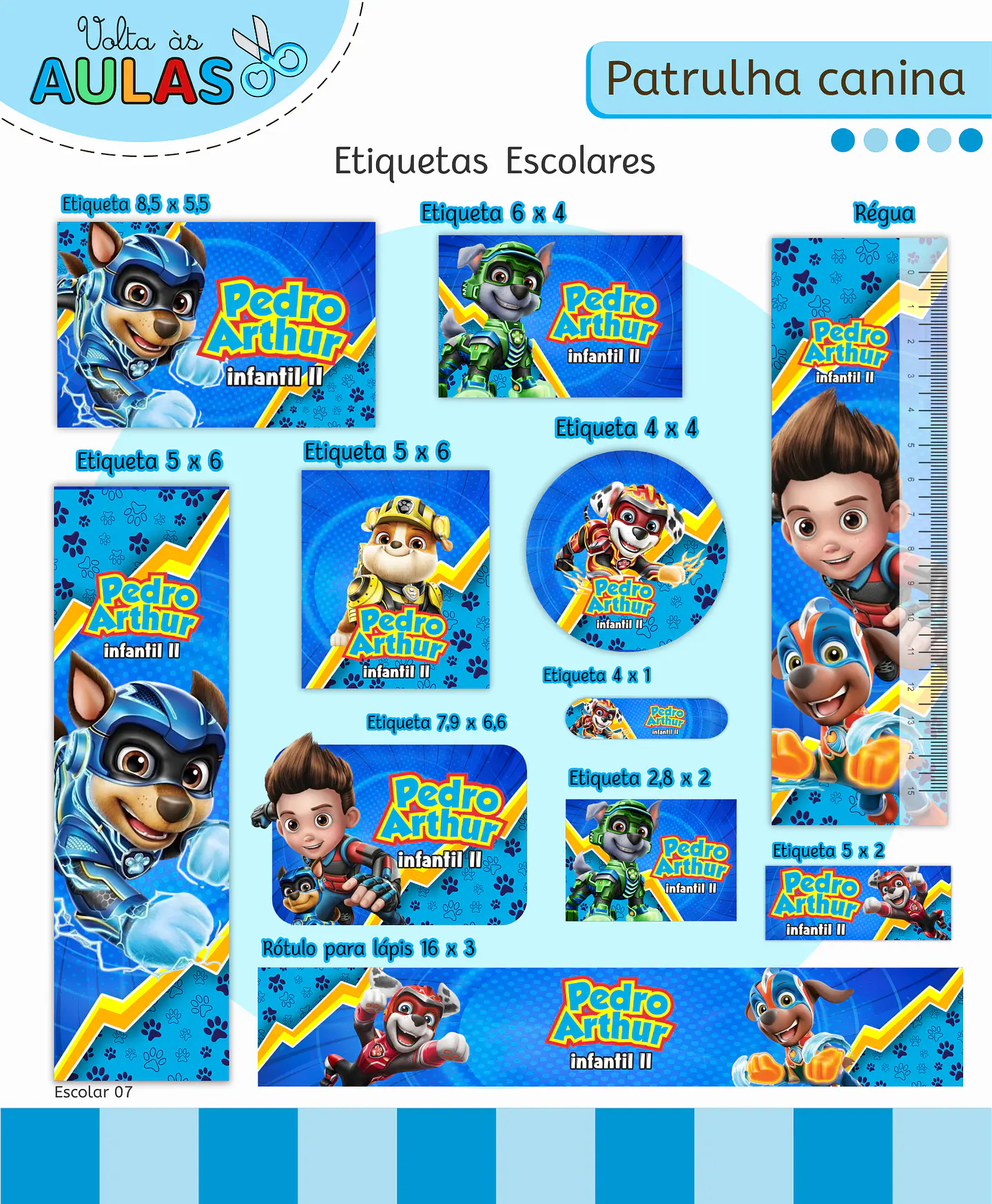 Arquivo Etiqueta Escolar Patrulha Canina Menino 1