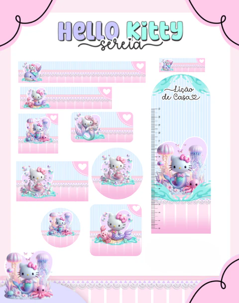 Arquivo Etiqueta Escolar Hello Kitty Sereia