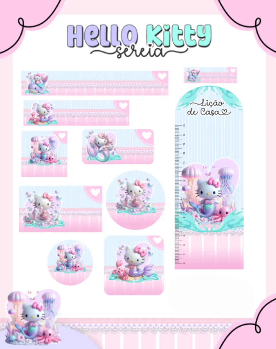 Arquivo Etiqueta Escolar Hello Kitty Sereia 1