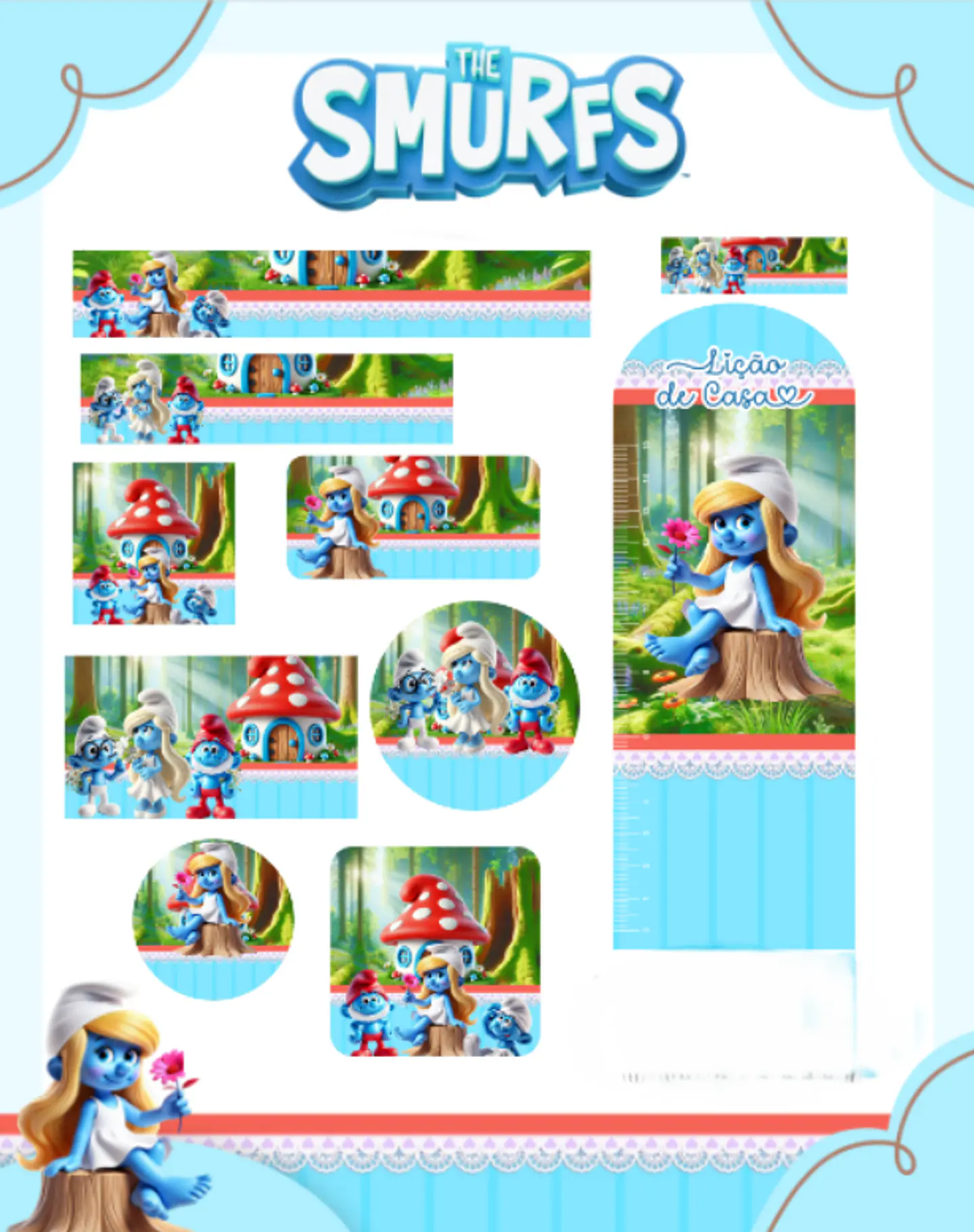 Arquivo Etiqueta Escolar Smurfs 1
