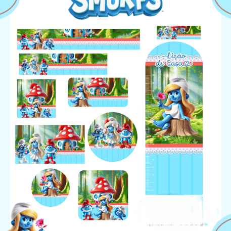 Arquivo Etiqueta Escolar Smurfs 1