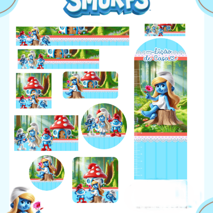 Arquivo Etiqueta Escolar Smurfs 1