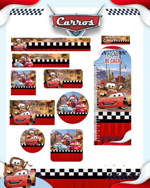 Arquivo Etiqueta Escolar Carros Disney