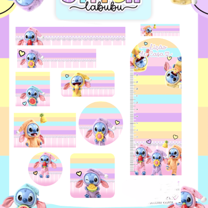 Arquivo Etiqueta Escolar Stitch Labubu 1