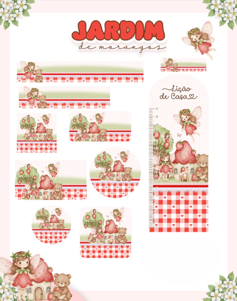 Arquivo Etiqueta Escolar Jardim de Morangos