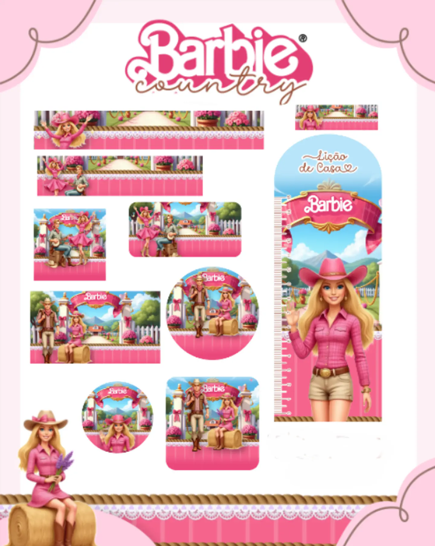Arquivo Etiqueta Escolar barbie Country 1