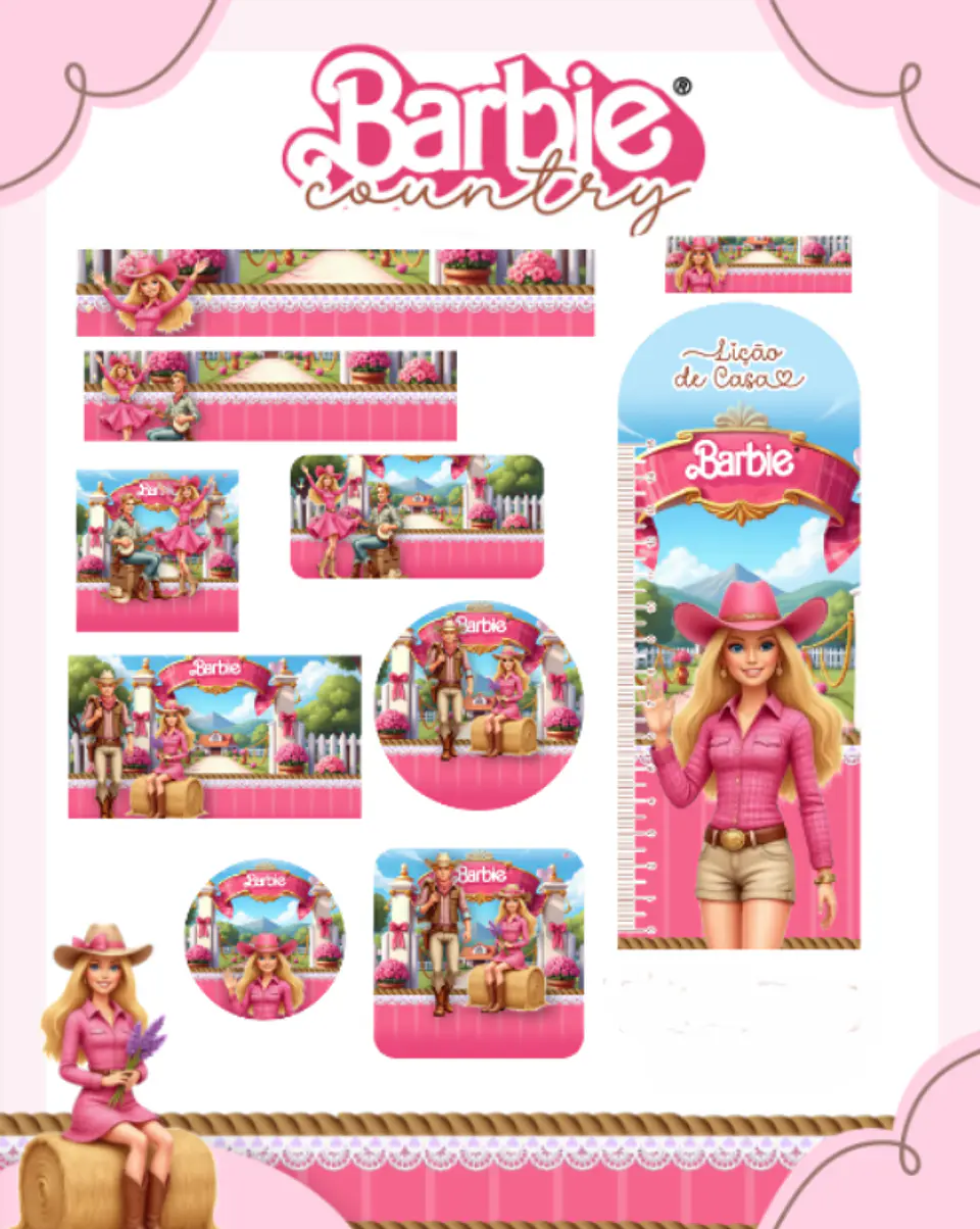 Arquivo Etiqueta Escolar barbie Country 1