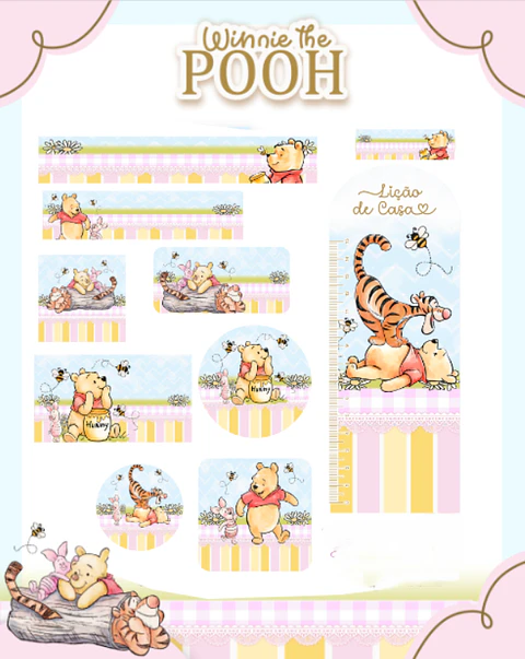 Arquivo Etiqueta Escolar Ursinho Pooh