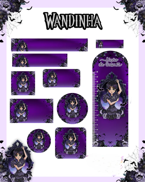 Arquivo Etiqueta Escolar Wandinha