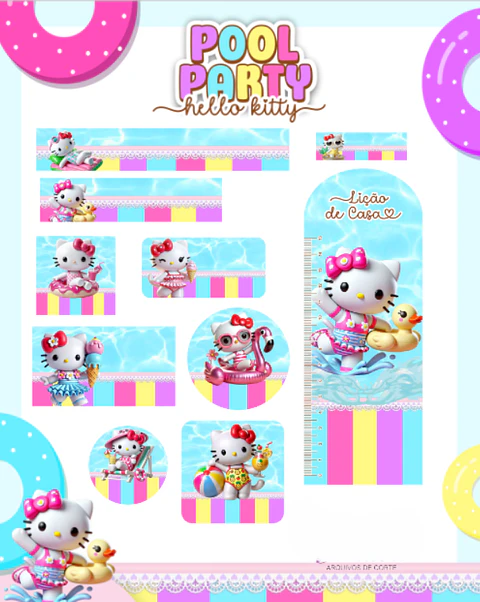 Arquivo Etiqueta Escolar Hello Kitty pool