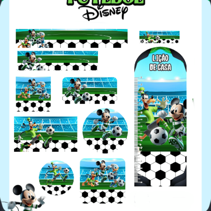 Arquivo Etiqueta Escolar Futebol Disney 1