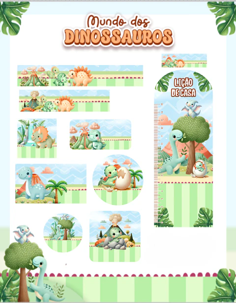 Arquivo Etiqueta Escolar Dinossauros
