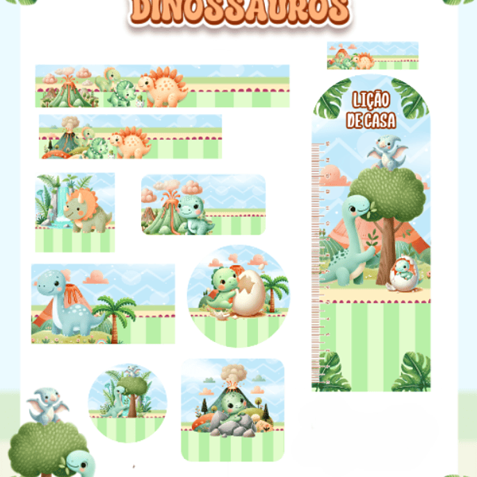 Arquivo Etiqueta Escolar Dinossauros 1