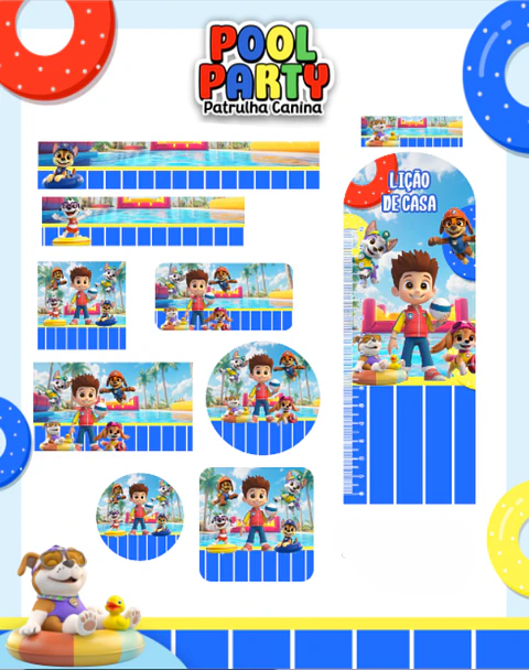Arquivo Etiqueta Escolar Pool Party