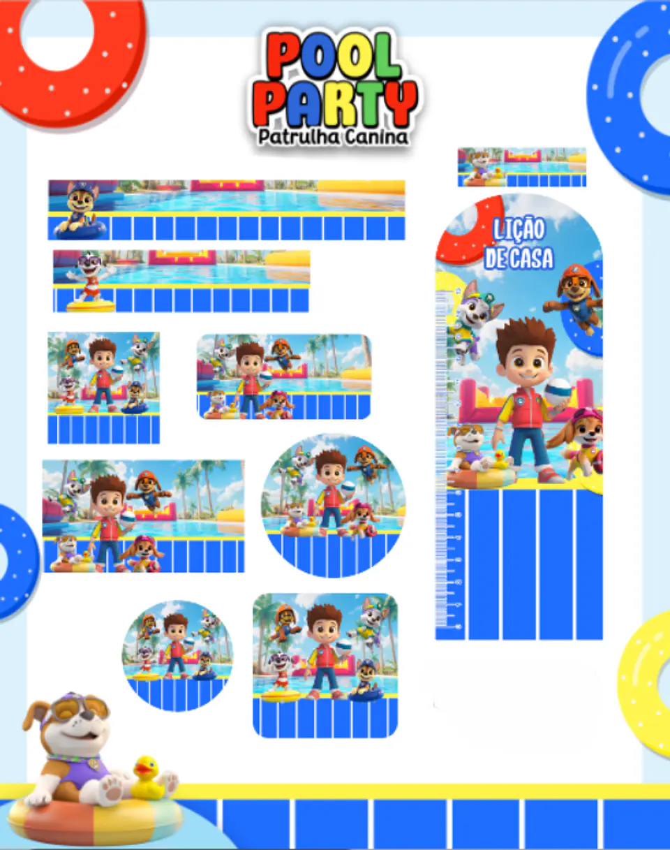 Arquivo Etiqueta Escolar Pool Party 1