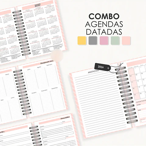 Arquivo Combo Agendas 2026 Datatas A5 - Moldes da Lê