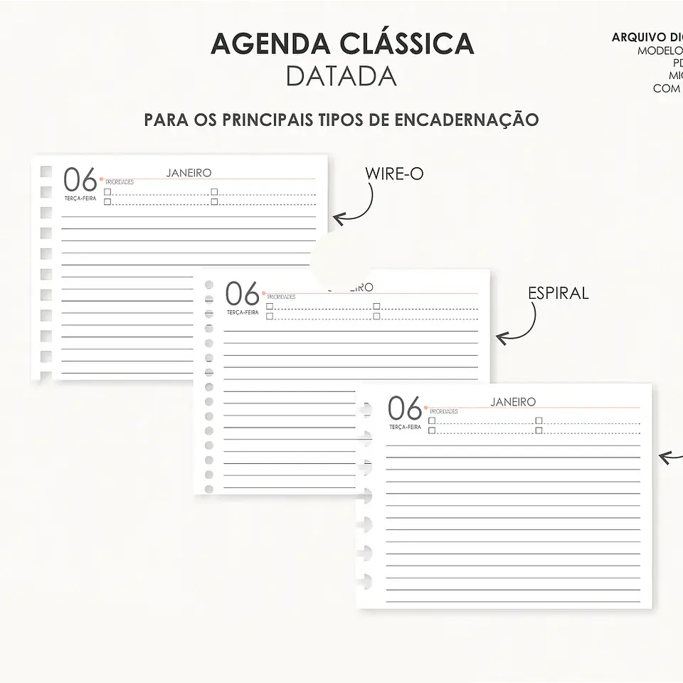 Arquivo Combo Agendas 2026 Datatas A5 - Moldes da Lê 9