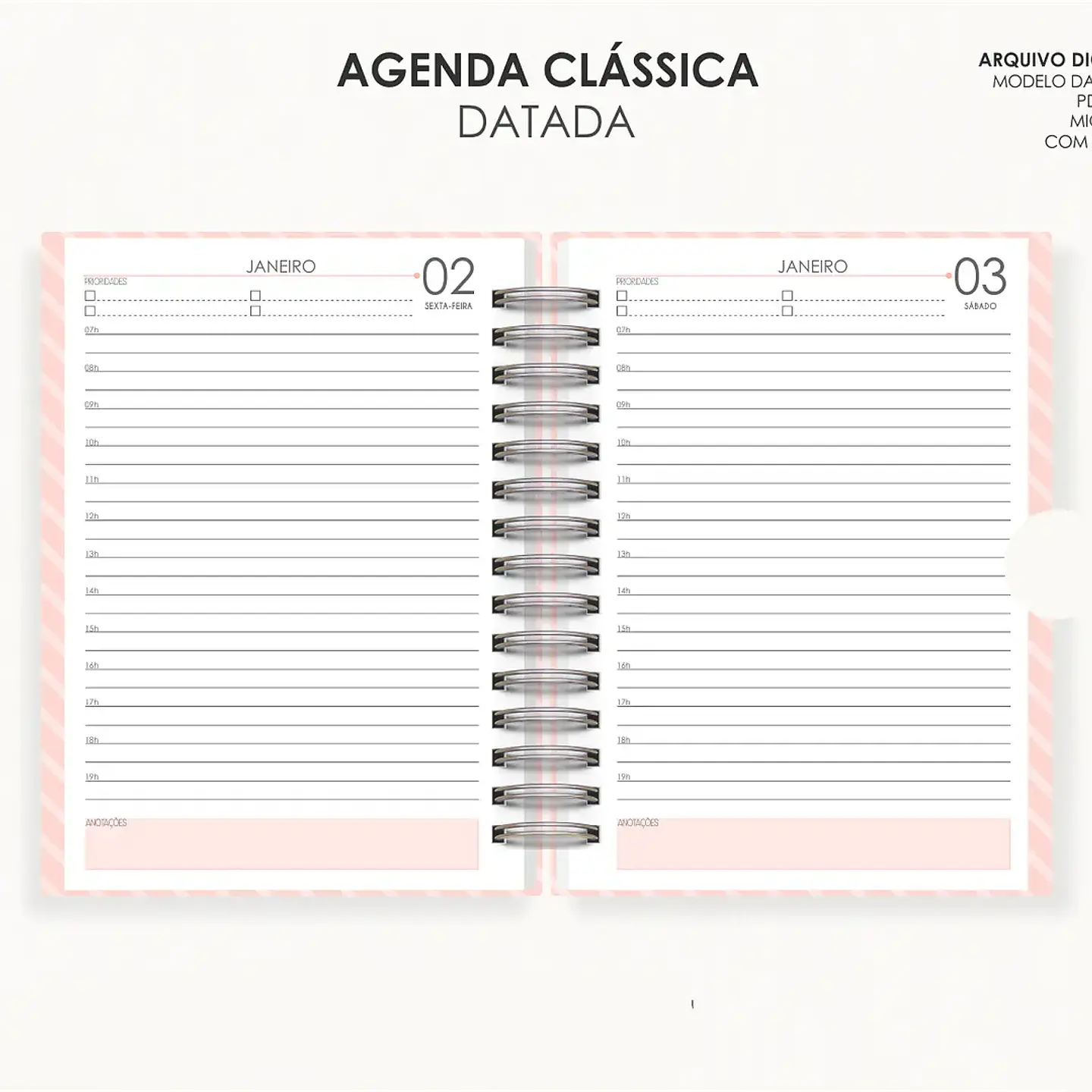 Arquivo Combo Agendas 2026 Datatas A5 - Moldes da Lê 19