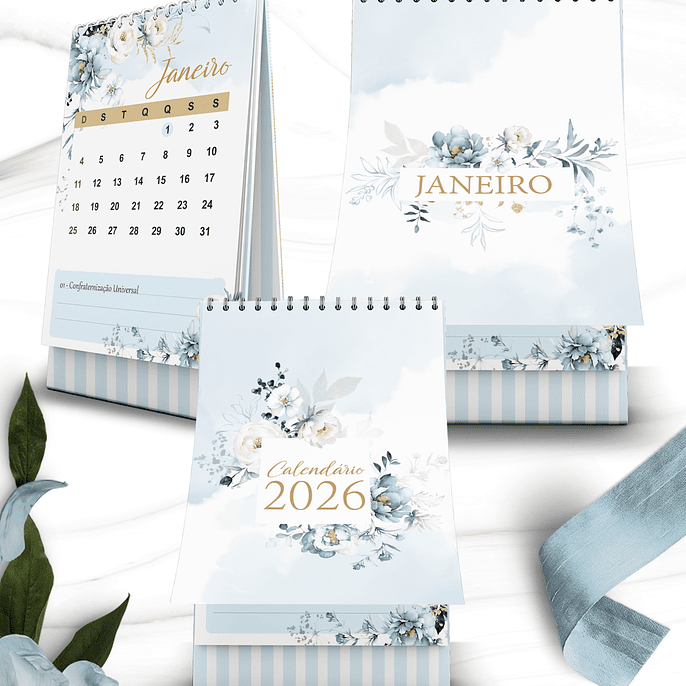 Arquivo Coleção Floral Azul Calendário 2026 2