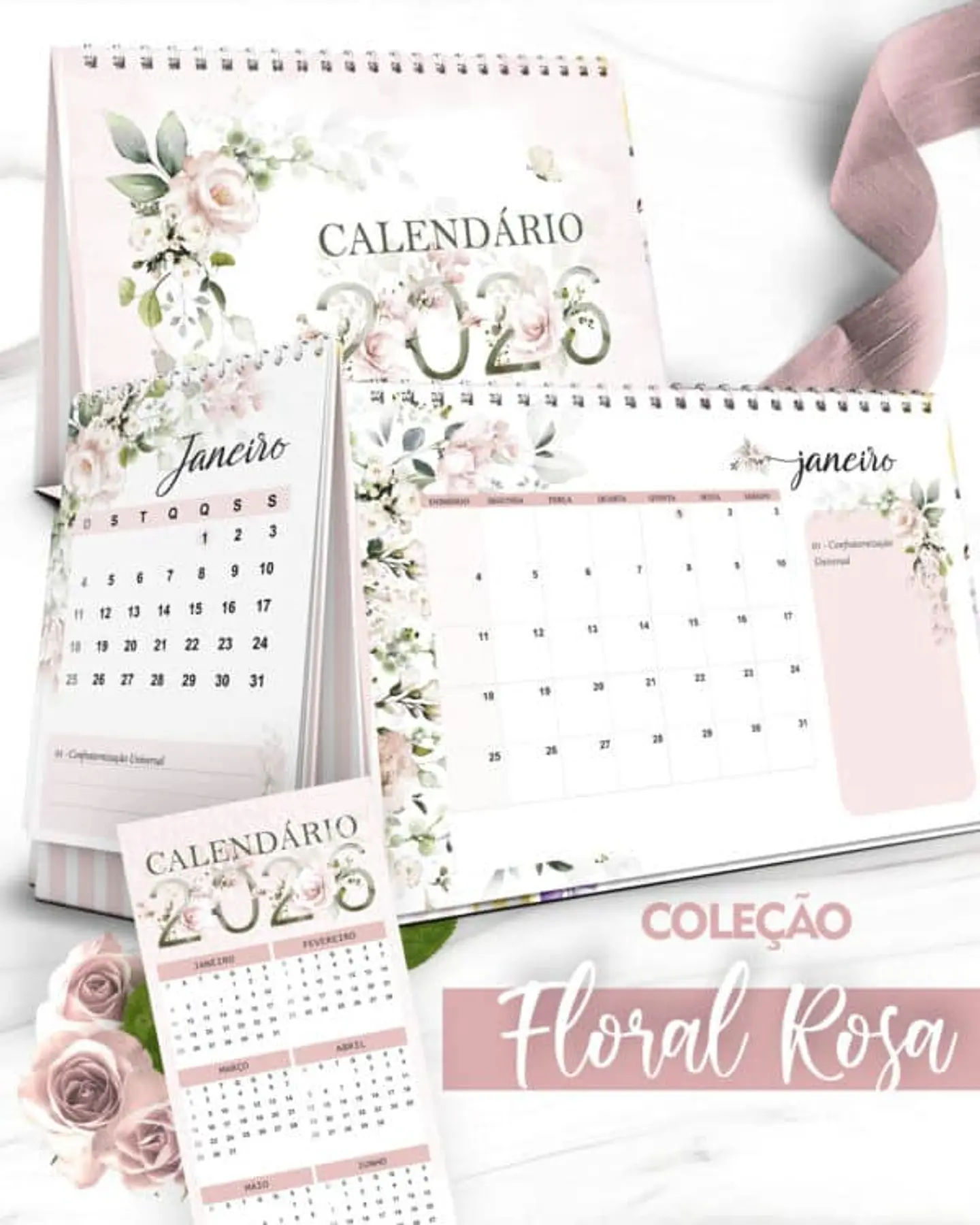 Arquivo Coleção Floral Rosa Calendário 2026 1