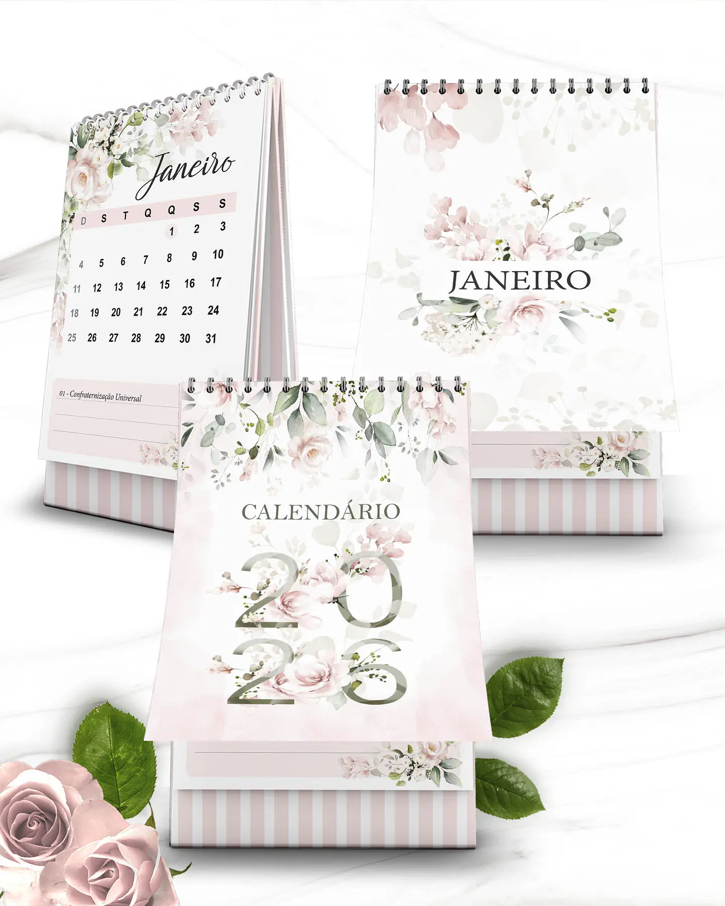 Arquivo Coleção Floral Rosa Calendário 2026 2