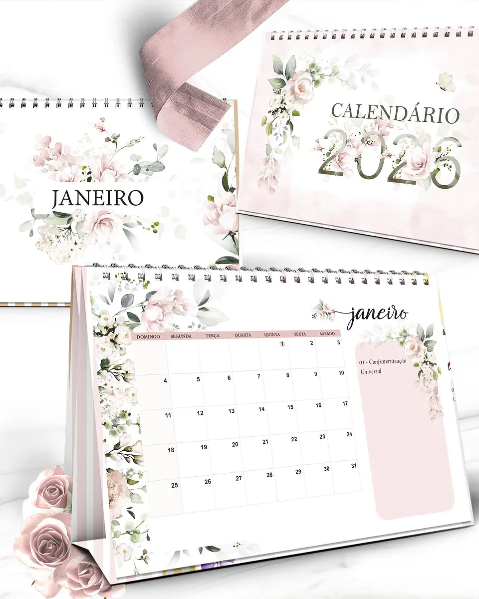 Arquivo Coleção Floral Rosa Calendário 2026 3