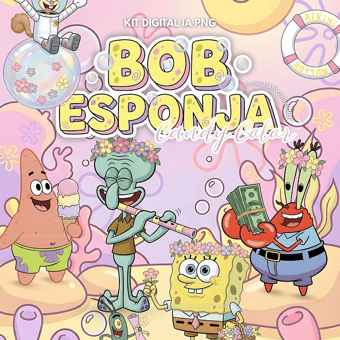 Kit Digital Bob Esponja Candy Color 1
