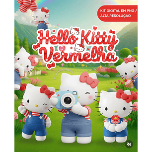 Kit Digital Hello Kitty Vermelha