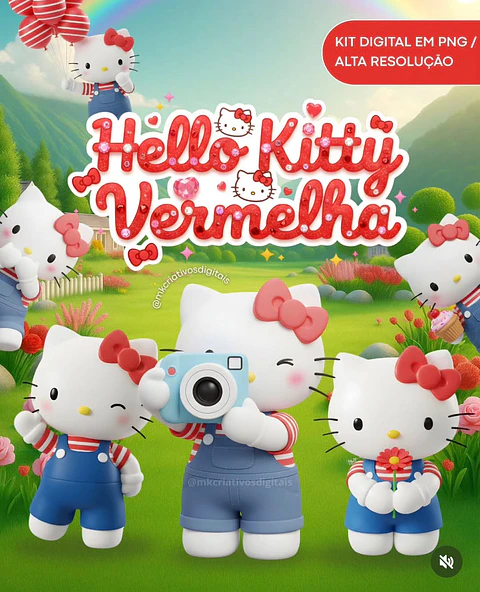 Kit Digital Hello Kitty Vermelha