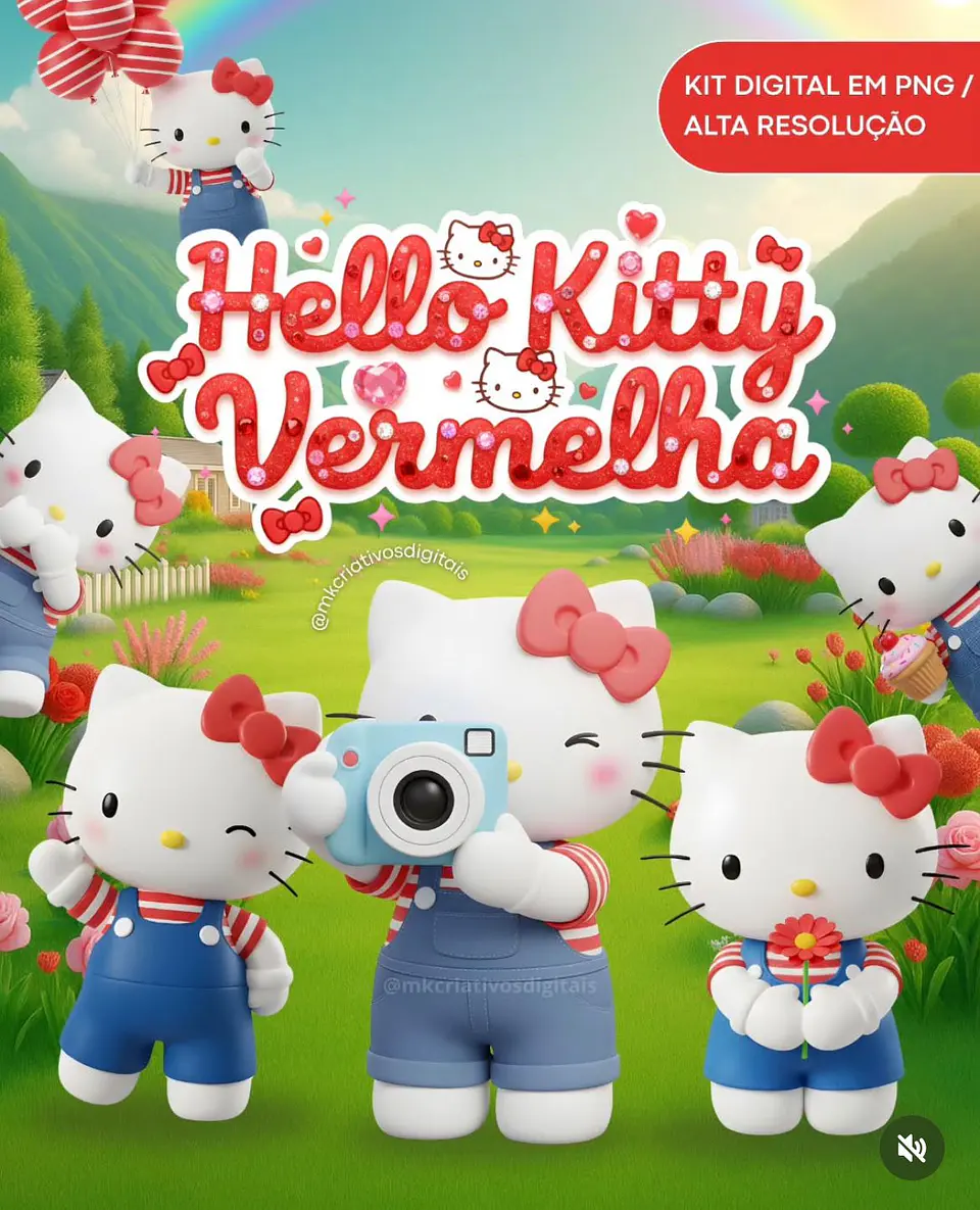 Kit Digital Hello Kitty Vermelha 1