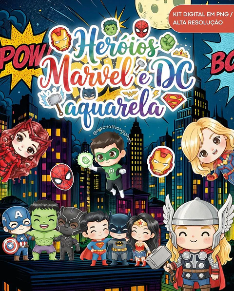 Kit Digital Heróis Aquarela