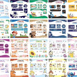 Arquivo Combo Escolar Etiquetas 20 Temas