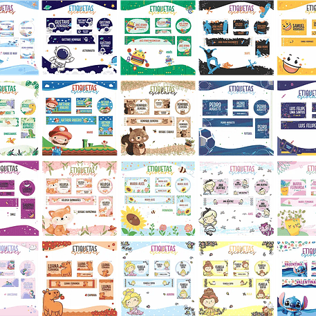 Arquivo Combo Escolar Etiquetas 20 Temas 1