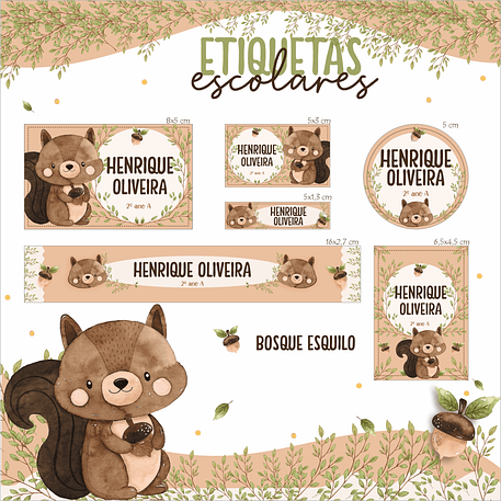 Arquivo Combo Escolar Etiquetas 20 Temas 20