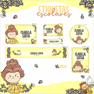 Arquivo Etiquetas Escolar Princesa Bela