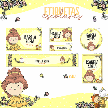 Arquivo Etiquetas Escolar Princesa Bela 1
