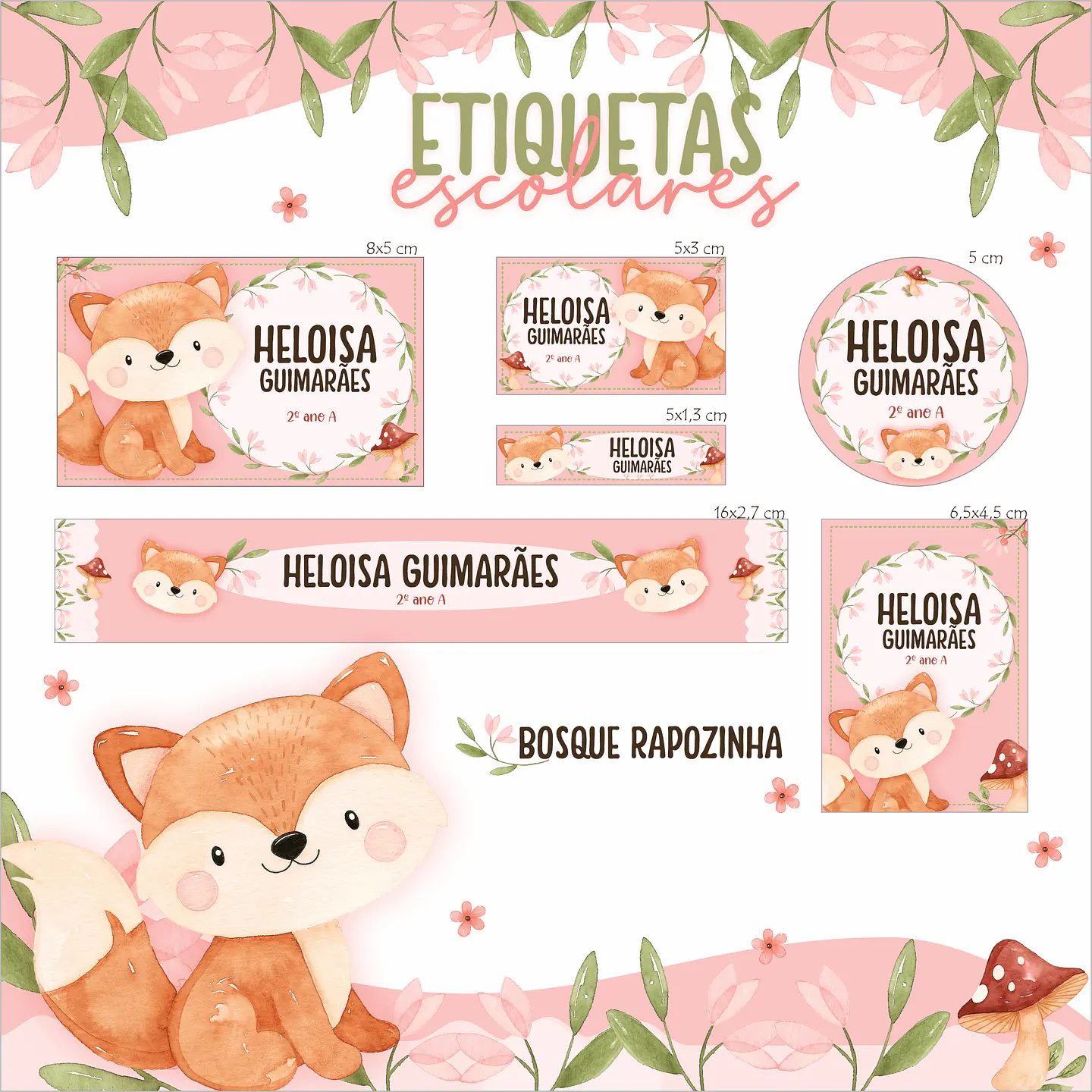 Arquivo Etiquetas Escolar Bosque Raposinha 1