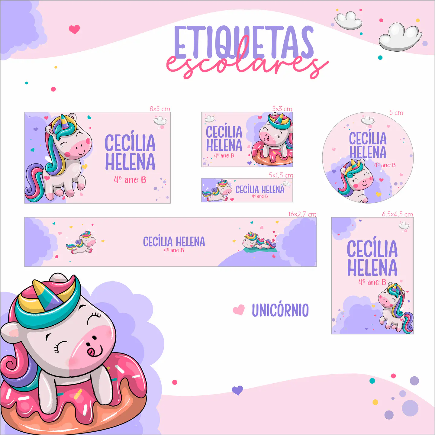 Arquivo Etiquetas Escolar Unicornio 1
