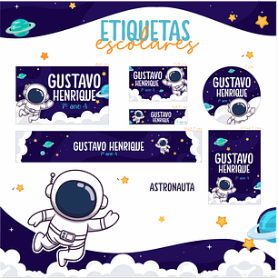 Arquivo Etiquetas Escolar Astronauta