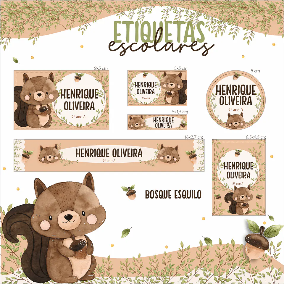 Arquivo Etiquetas Escolar Esquilo 1